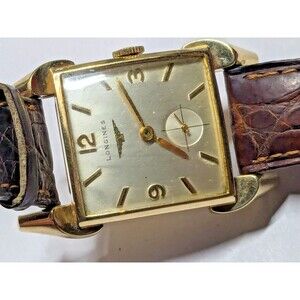 Longines 10k YGF Jumbo Tanq 43mm L x 25mm Watch Horned Lugs 17J Manual Cal 23Z